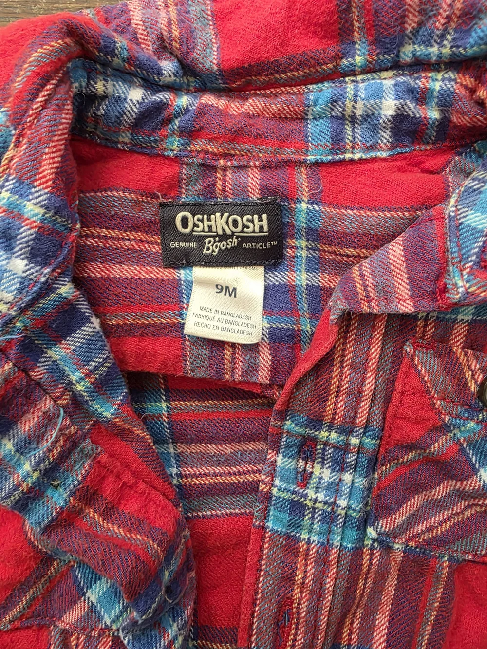 OshKosh B'gosh Red and Blue Plaid Baby One-Piece Bodysuit
